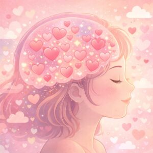 安心することで脳内に欲求が広がり、気持ちよさを受け取りやすくなっている女性のイメージ